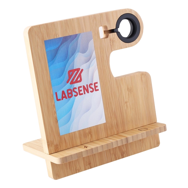 A sleek bamboo charging stand with a built-in wireless charger for... from ASI 61966 HPG / OrigAudio HPG Gold
