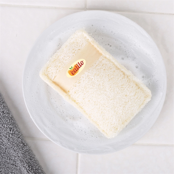 Scrubber/sponge made of loofah making it a lightweight, absorbant mulit-functional household... from ASI 61966 HPG / Beacon Promotions