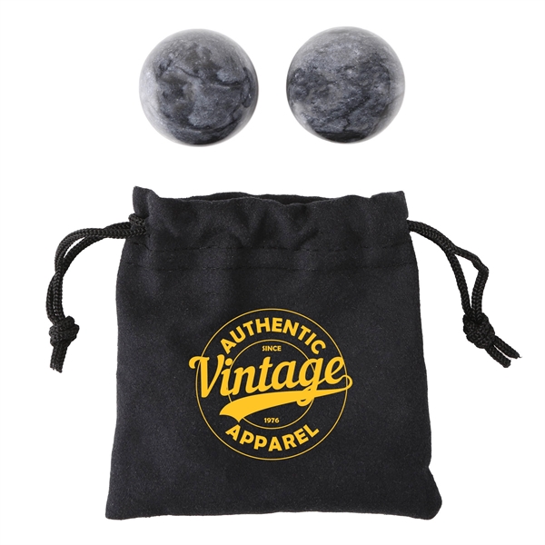 Set of 2 marble hand therapy Baoding balls in a drawstring... from ASI 61966 HPG / Mixie