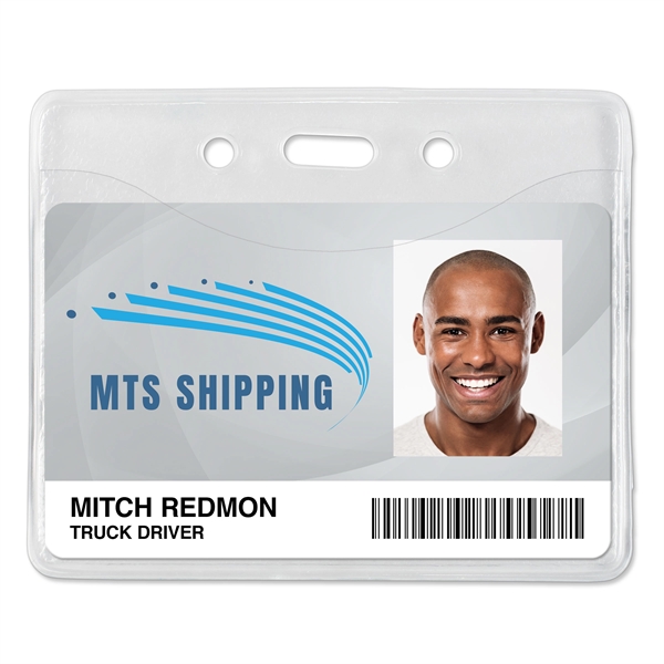 Credit-card-size vinyl badge holders feature slot & chain holes plus a... from ASI 79898 Promovision / PROMOVISION