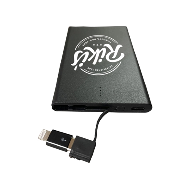 Slim Power Bank with built-in cable + 1 color silkscreen on... from ASI 37218 Athena Promo (tm)