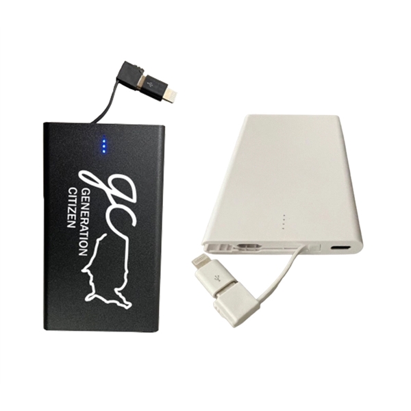 Slim Power Bank with built-in cable + 1 color silkscreen on... from ASI 37218 Athena Promo (tm)