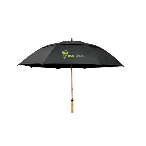RPET golf umbrella with a 62" arc and a bamboo shaft... from ASI 76730 Peerless Umbrella Co Inc / Threads By Peerless