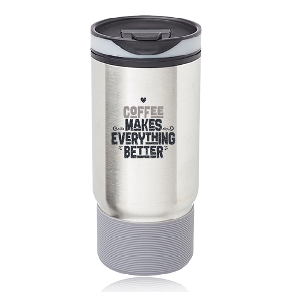 17 oz. ribbed stainless steel travel mug with plastic interior and... from ASI 39552 BEL Promo