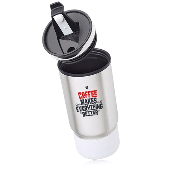 17 oz. ribbed stainless steel travel mug with plastic interior and... from ASI 39552 BEL Promo