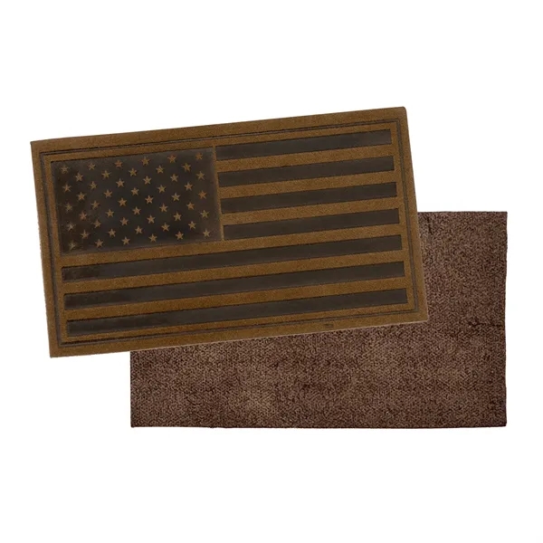 3.5" x 2" genuine leather embossed USA flag patch.... from ASI 52263 EMT