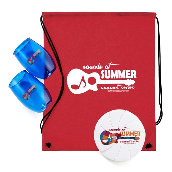 Outdoor Happy Kit with two 16 ounce PET stemless wine glasses,... from ASI 63549 Jornik Manufacturing Corp