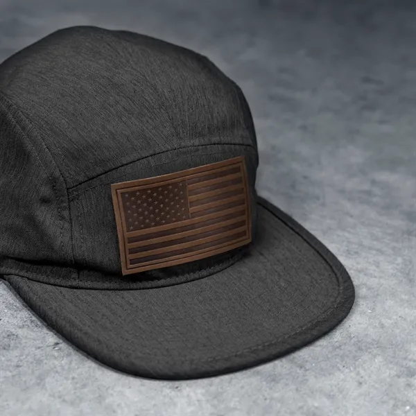 3.5" x 2" genuine leather embossed USA flag patch.... from ASI 52263 EMT