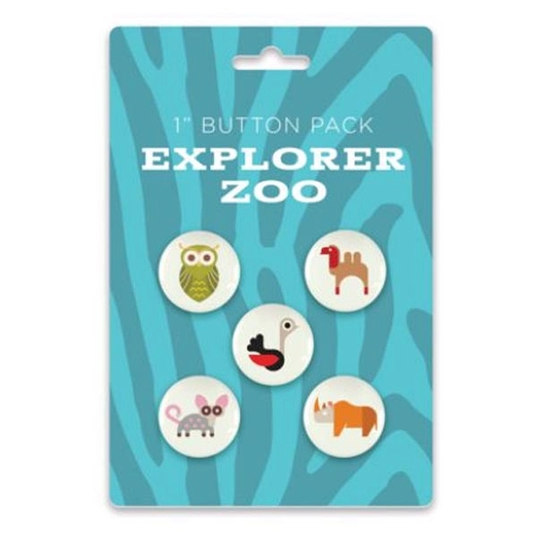 Set of five 1" round tin buttons on 3.875" x 5.875"... from ASI 62088 IDProductsource