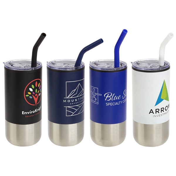 16 oz Stainless Steel/Polypropylene Tumbler with Straw... from ASI 36730 Ariel Premium Supply Inc