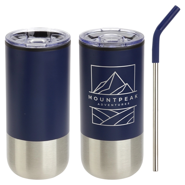 16 oz Stainless Steel/Polypropylene Tumbler with Straw... from ASI 36730 Ariel Premium Supply Inc