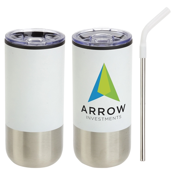 16 oz Stainless Steel/Polypropylene Tumbler with Straw... from ASI 36730 Ariel Premium Supply Inc