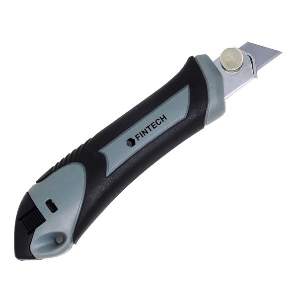 A utility knife with a retractable blade, safety lock, and storage... from ASI 61966 HPG / Beacon Promotions