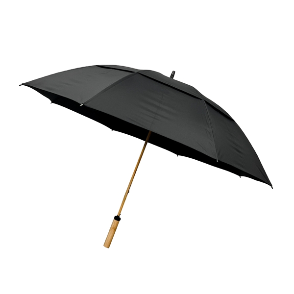 RPET golf umbrella with a 62" arc and a bamboo shaft... from ASI 76730 Peerless Umbrella Co Inc / Threads By Peerless