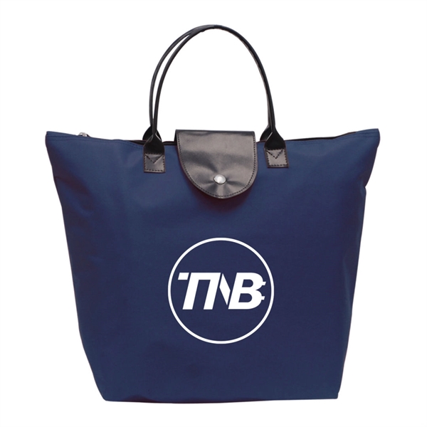 Durable 600 denier polyester tote bag with brown leather-look accents.... from ASI 84592 St Regis Group