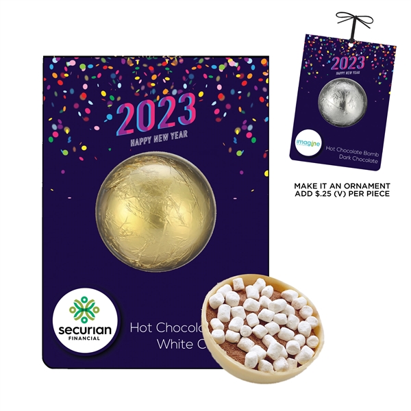 New Years Mega Hot Chocolate Bomb Billboard Card; simply pour hot... from ASI 71685 Midnite Snax®