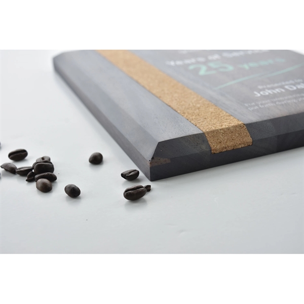 8" x 10" x .75" coffee stained wood award plaque with... from ASI 93986 Visions/Awardcraft / Visions Awards