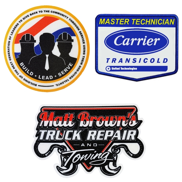 Full color sublimated printed patches with multiple size options and simulated... from ASI 90160 Suntex Industries