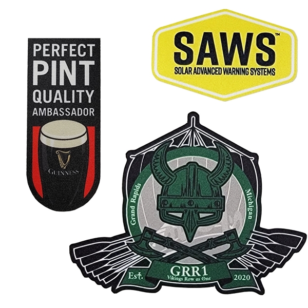 Full color sublimated printed patches with multiple size options and simulated... from ASI 90160 Suntex Industries