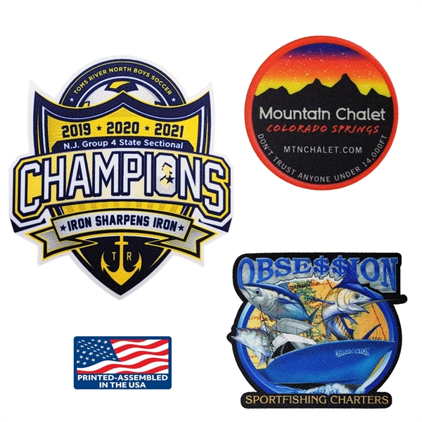 Full color sublimated printed patches with multiple size options and simulated... from ASI 90160 Suntex Industries