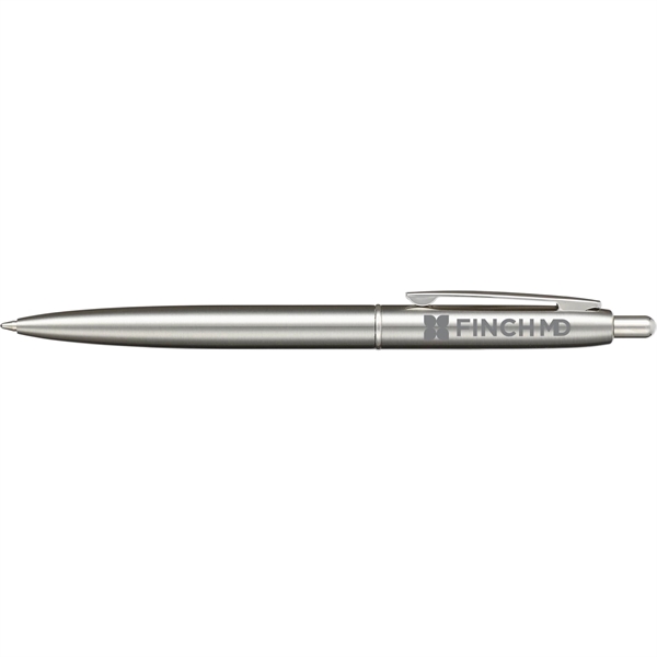 Recycled stainless steel ballpoint pen with click mechanism, shiny chrome accents... from ASI 66887 PCNA / Leeds