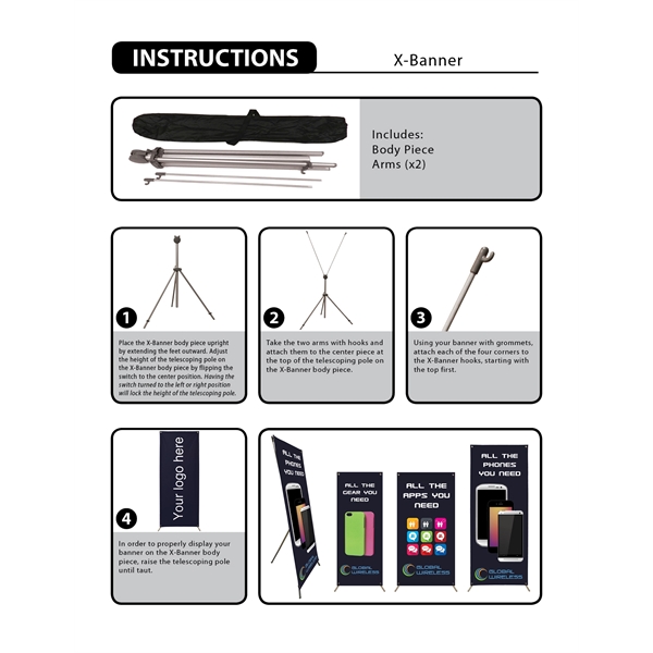 X-Banner Kit with  30.5" X 74" Banner.... from ASI 80228 Quinn