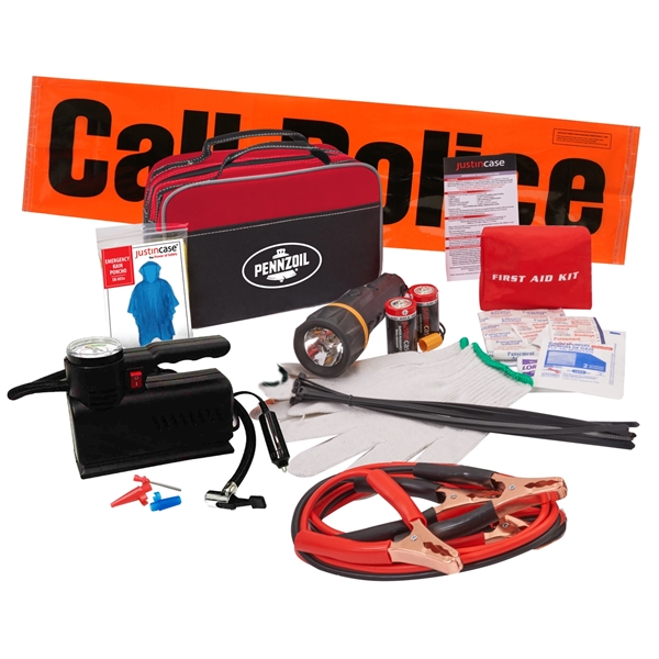 71 Piece roadside emergency kit including a 51 piece first aid... from ASI 63698 Justin Case®