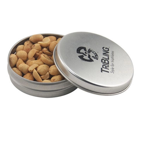 Round tin with tin top, filled with Peanuts... from ASI 44900 NC Custom (CI/Lanco) / Chocolate Inn