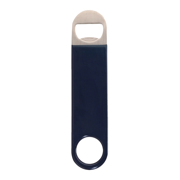 Paddle style bottle opener made of stainless steel, wrapped in colored... from ASI 57655 STOPNGO Line
