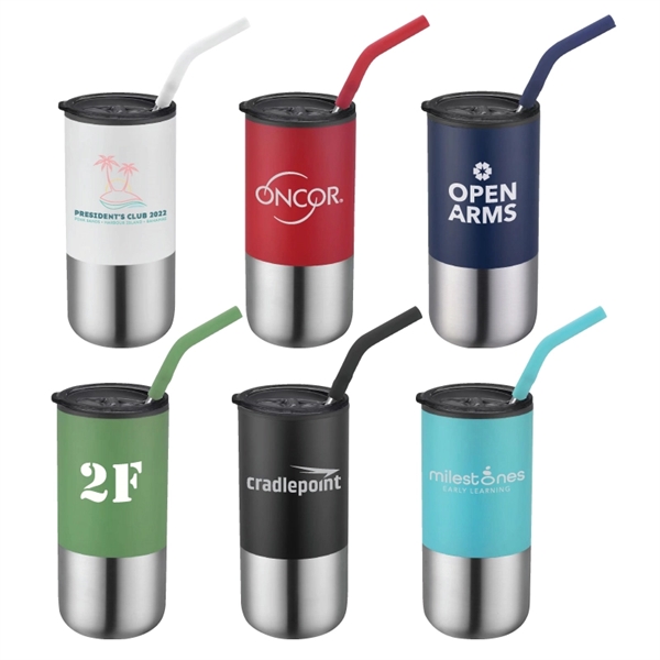 18 oz. stainless steel travel tumbler with straw and lid.... from ASI 57655 STOPNGO Line