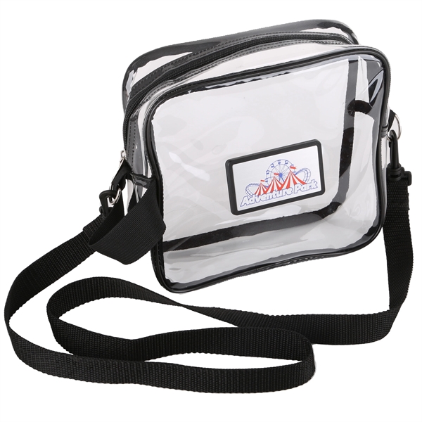 A clear crossbody tote with an adjustable strap, a quality zipper... from ASI 61966 HPG / Best Promotions USA