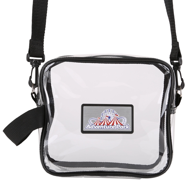 A clear crossbody tote with an adjustable strap, a quality zipper... from ASI 61966 HPG / Best Promotions USA
