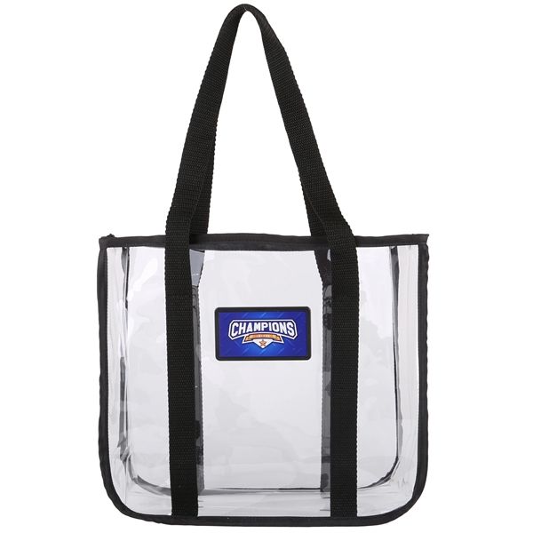 A clear PVC tote with sleek black nylon trim and heavy-duty... from ASI 61966 HPG / Best Promotions USA