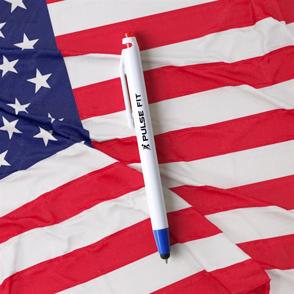 The Bellwether stylus pen features red, white, and blue accents with... from ASI 61966 HPG / Hub Pen