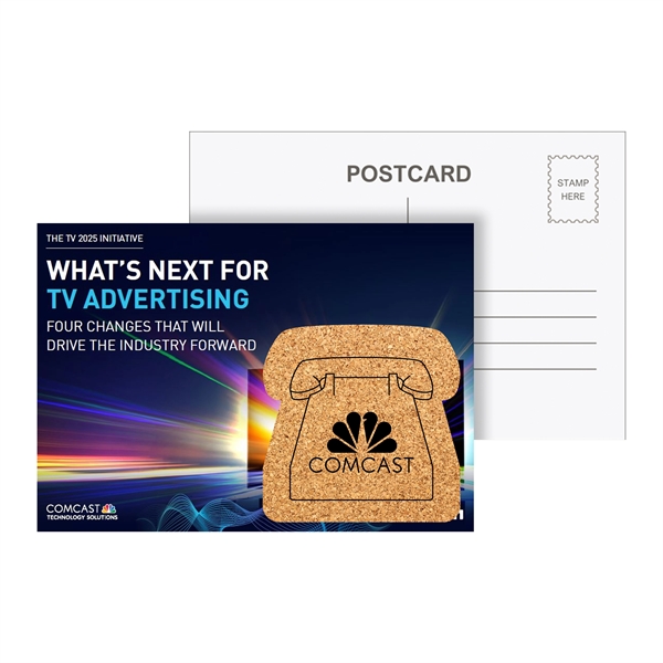 Customizable 6" x 4" full-color postcard with phone-shaped cork coaster in... from ASI 90807 Tekweld