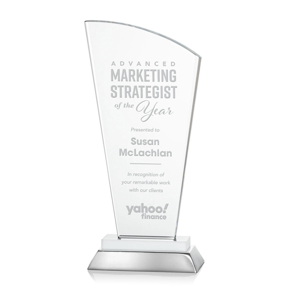 Unique curved optical award with white optical and aluminum base.... from ASI 84592 St Regis Group / St Regis