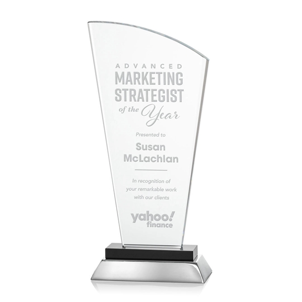 Unique curved optical award with black optical and aluminum base.... from ASI 84592 St Regis Group / St Regis