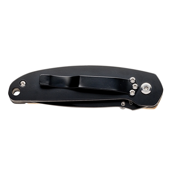 A modern black knife, with a bamboo insert in the black... from ASI 46170 Compass Industries Inc