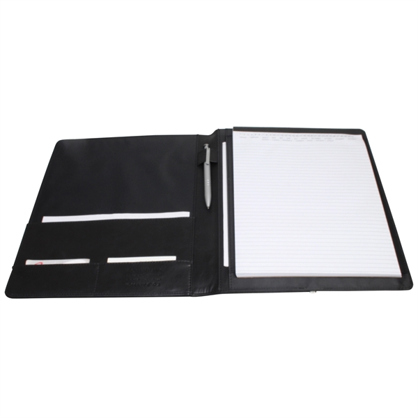 This padfolio is done in heathered PU and leatherette, and features... from ASI 79384 Preferred Nation Inc