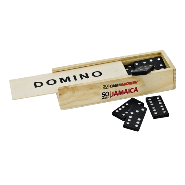 Domino set includes 28 tiles in a rugged wooden box with... from ASI 52710 Lincoln Line