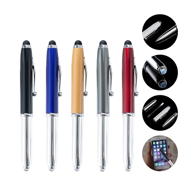 3-in-1 Multi-Tasker Stylus Pen plus 1C1P silkscreen imprint or laser engraving... from ASI 37218 Athena Promo (tm)