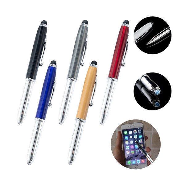 3-in-1 Multi-Tasker Stylus Pen plus 1C1P silkscreen imprint or laser engraving... from ASI 37218 Athena Promo (tm)