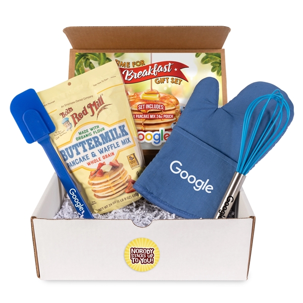 Mailer with pancake and waffle mix, spatula, whisk and oven mitt... from ASI 44900 NC Custom (CI/Lanco) / Lanco