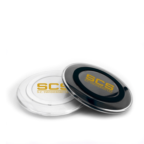 Classic round wireless charger for your next campaign. Add your logo... from ASI 90154 Sunjoy Group Inc