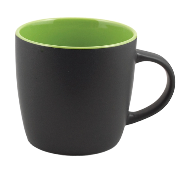 12 Oz. ceramic mug. Matte Black on the outside.... from ASI 74245 Nordic Co Inc / Nordic Nordic Promos
