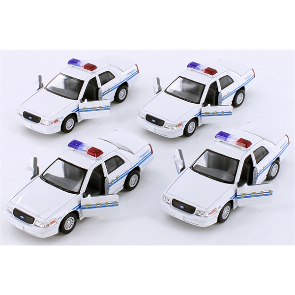 Die cast metal white police car.... from ASI 85620 H M Schmidt Co Inc / Traveling Billboard
