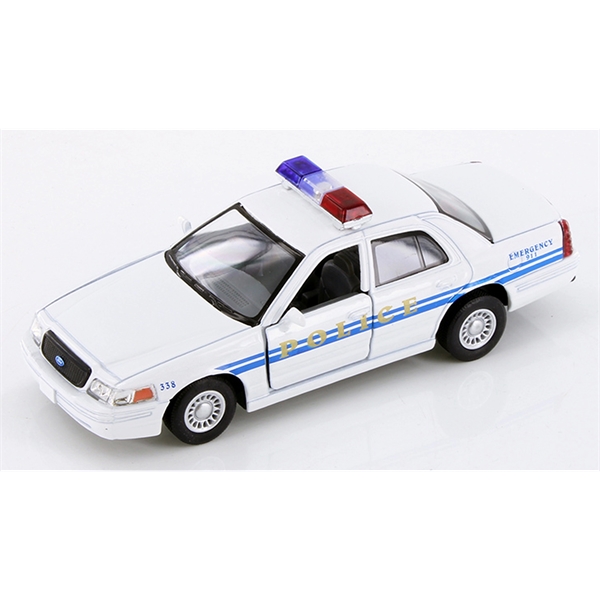 Die cast metal white police car.... from ASI 85620 H M Schmidt Co Inc / Traveling Billboard