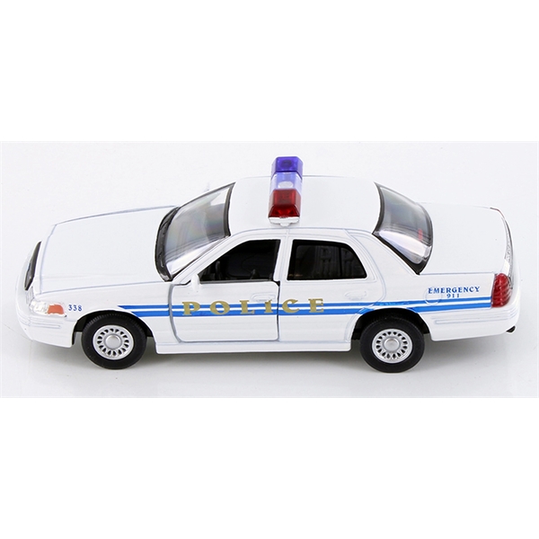 Die cast metal white police car.... from ASI 85620 H M Schmidt Co Inc / Traveling Billboard