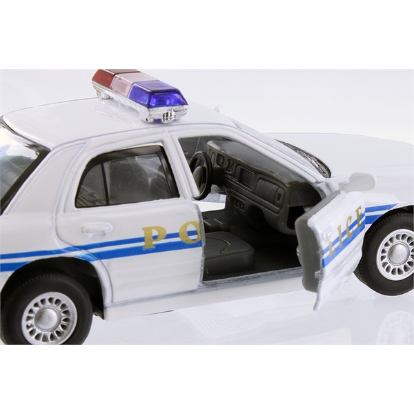 Die cast metal white police car.... from ASI 85620 H M Schmidt Co Inc / Traveling Billboard