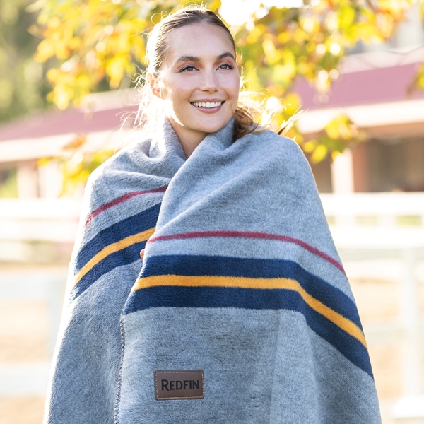 50" x 60" recycled cotton chalet stripe blanket made of 58%... from ASI 90913 Terry Town